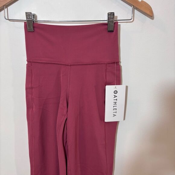 Athleta Transcend High Rise Stash Straight Crop NEW with tags Size XS Berry Rose - Picture 4 of 13